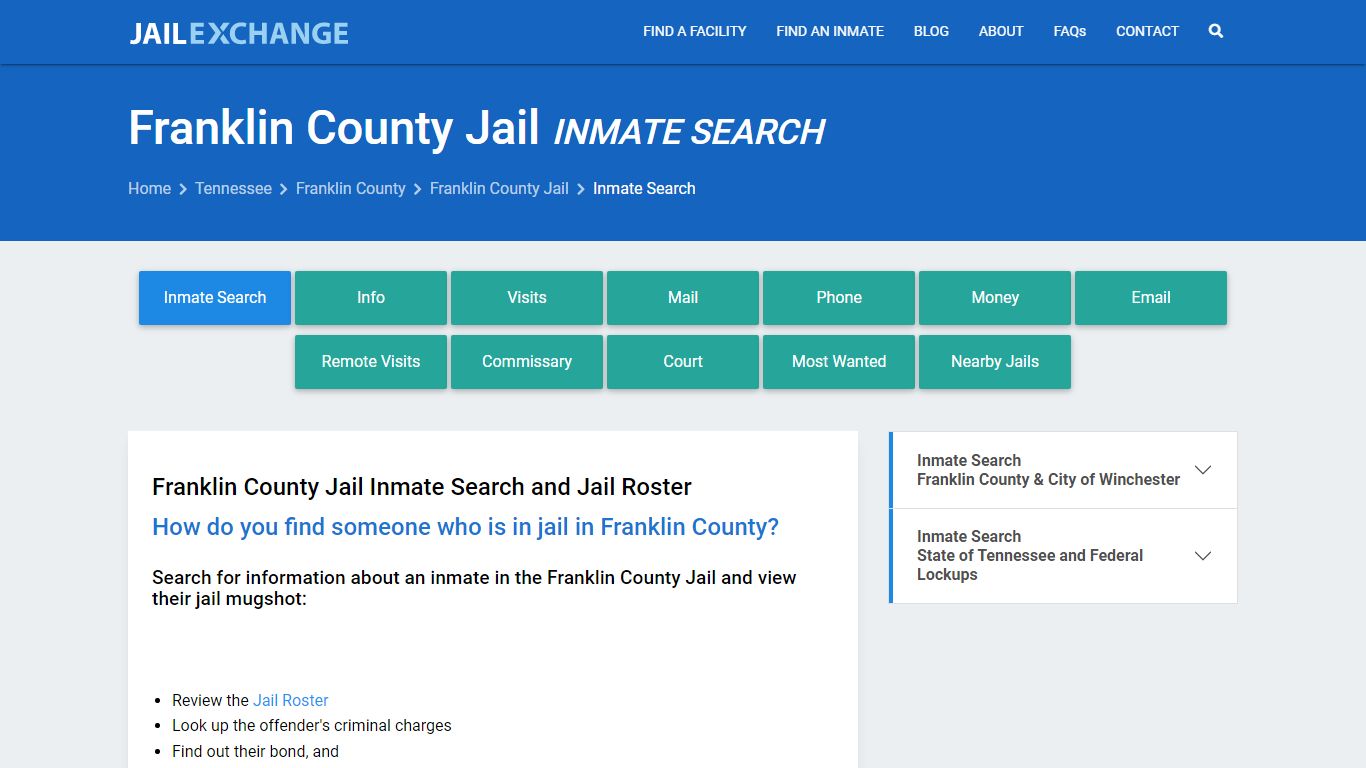 Inmate Search: Roster & Mugshots - Franklin County Jail, TN